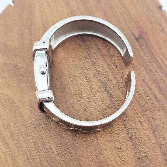 Terner Women's Animal Print Cuff Bracelet Watch Silver Brown Cheetah Leopard - Picture 4 of 5